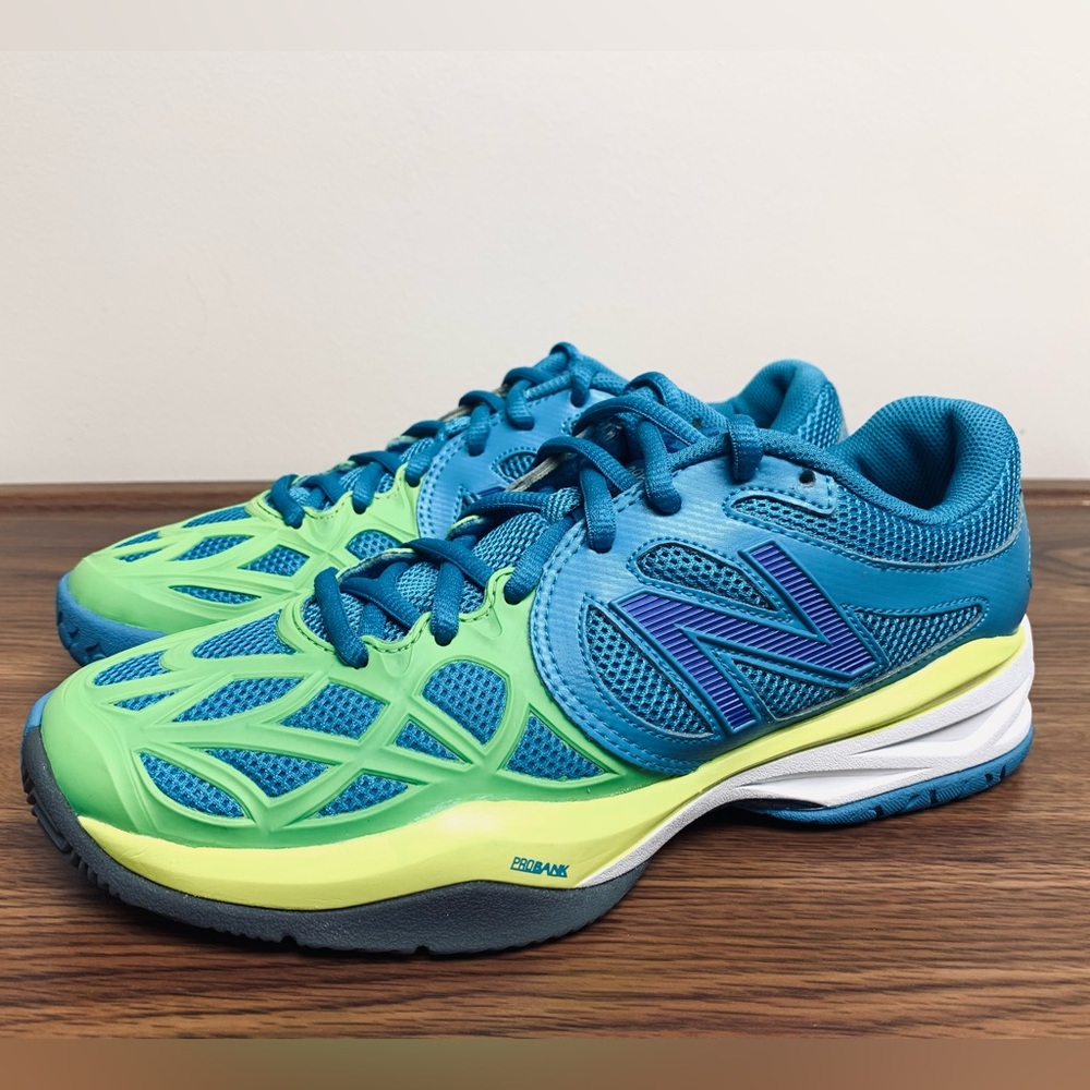 NEW BALANCE 996 Teal Blue & Yellow Tennis Court Shoes [Womens US 7.5]